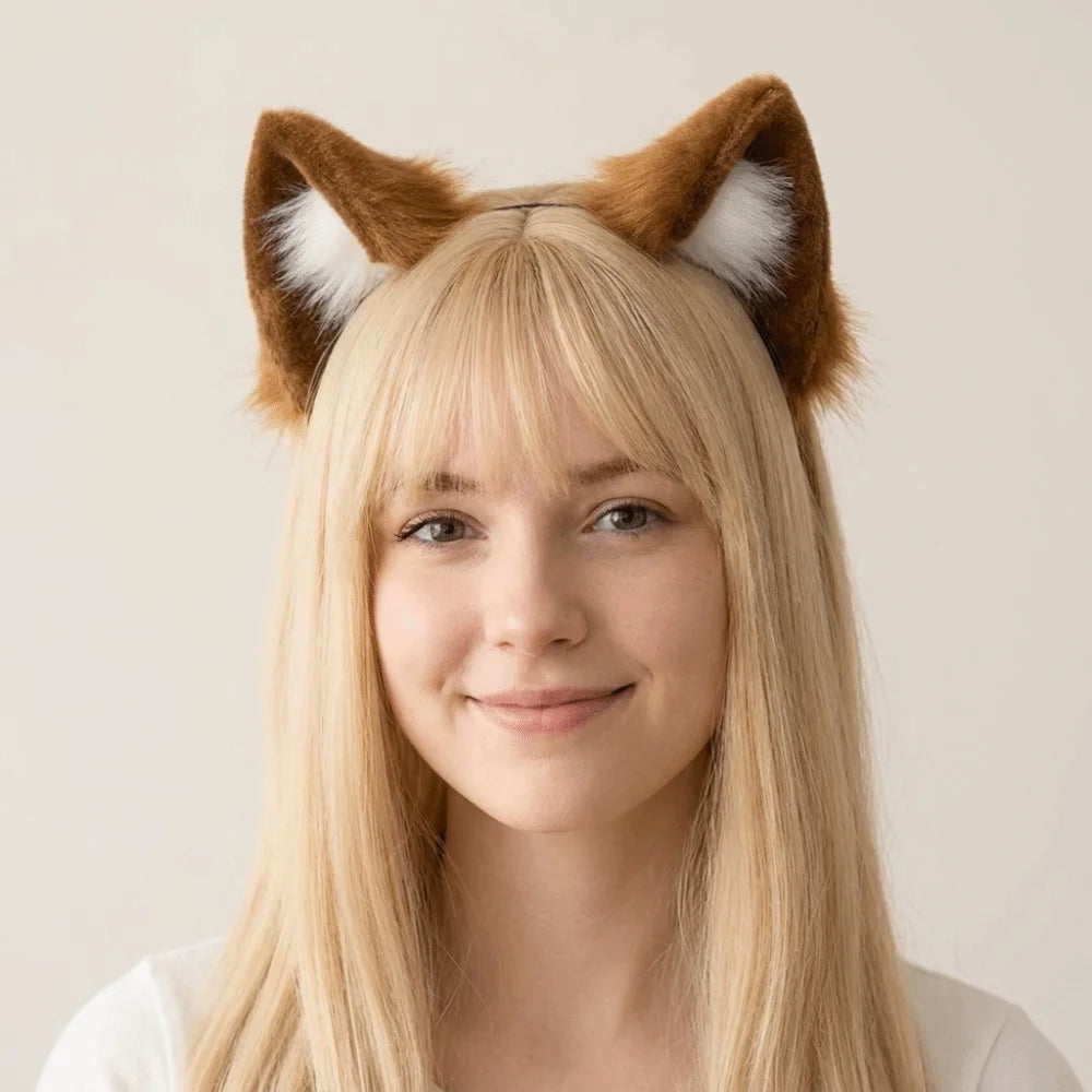 Cute Animal Cat Ears Headband Furry Artificial Gothic Headband Gothic