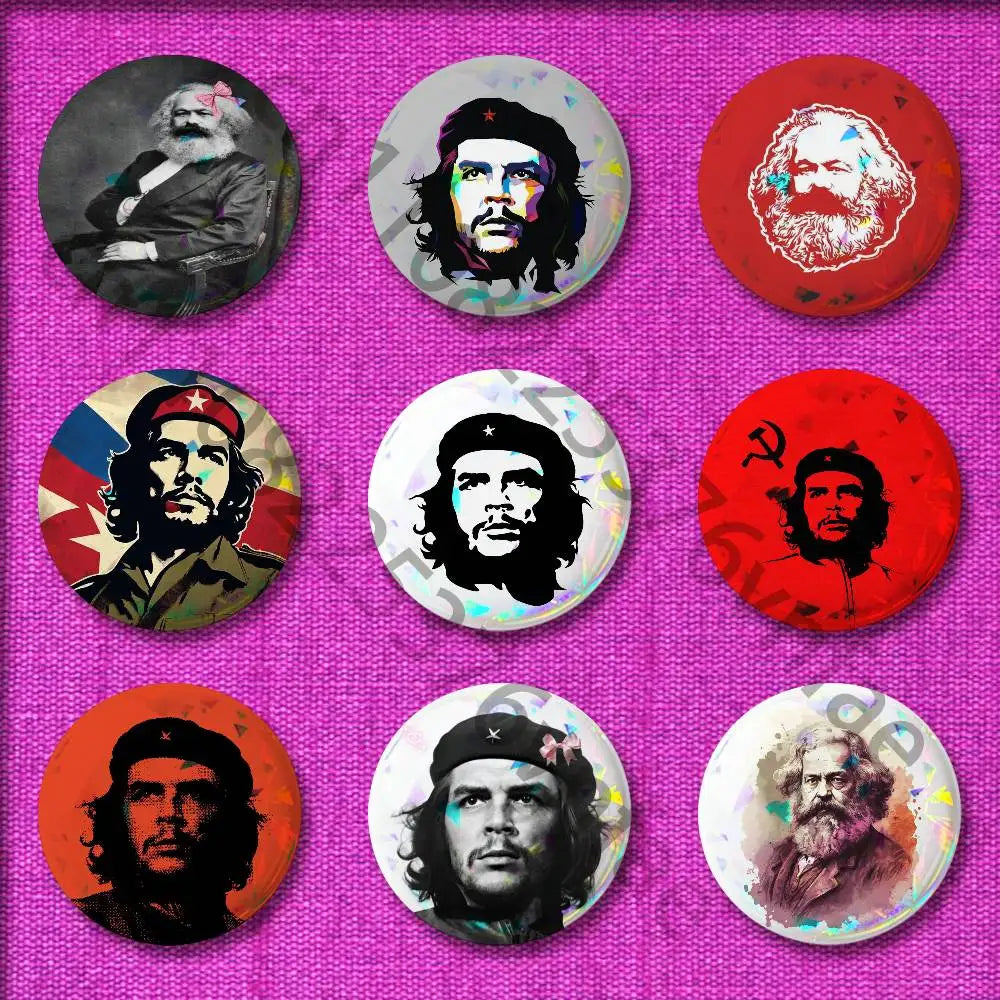 Che Guevara Karl Marx Badge For 32mm 25mm 44mm 75mm 58mm Round Pin Brooch Insignia Cover Decoration