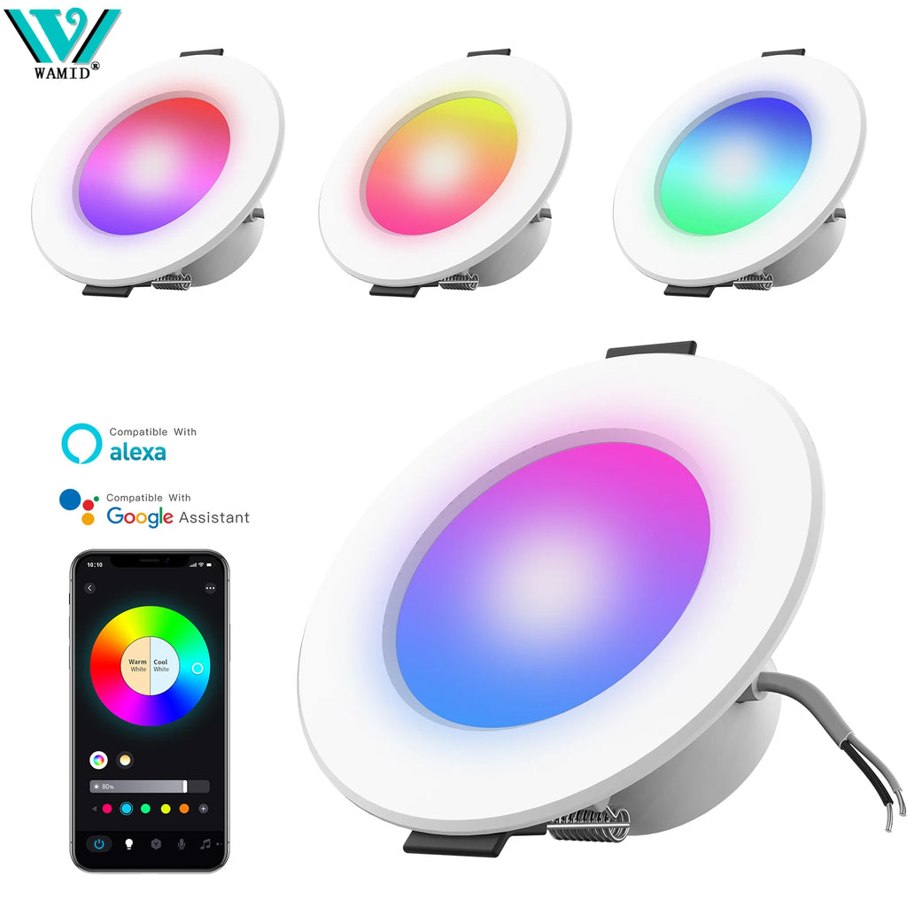 1-10PCS 5W Smart LED Downlight WiFi Ble Ceiling Lamp