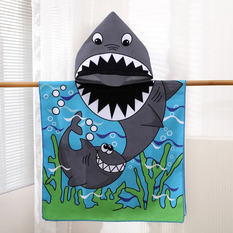 1-Pack of Cute Animal-Themed Polyester Towels for Infants and Children, Absorbent and Quick-Drying Beach Towels, Hooded Poncho Bath Towels, Suitable for Home, Outdoor, and Beach Use, the First Choice for Children's Holiday Gi