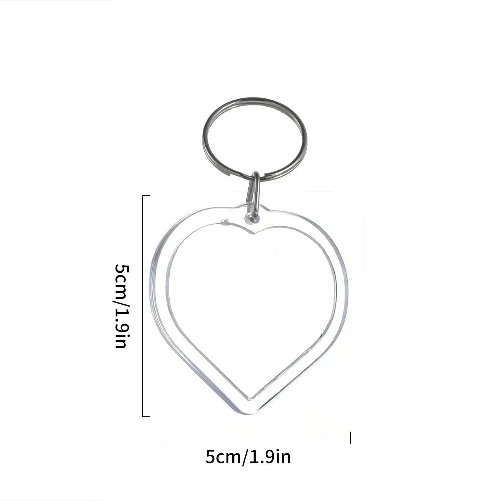 1/100pcs Transparent Photo Frame Keychain Creative Acrylic