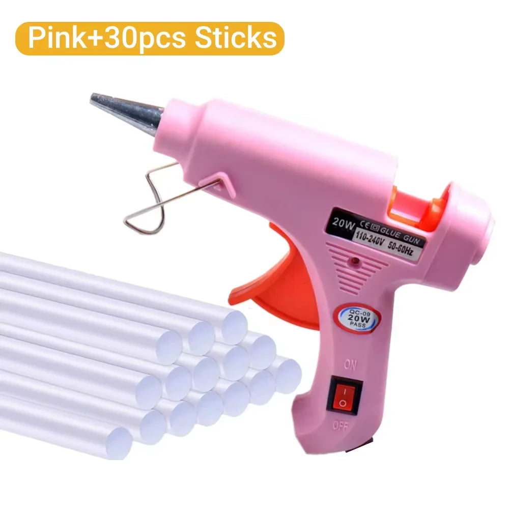 Hot Silicone Gun 20W Electric Glue Gun With 30Pcs Transparent Sticks Mini DIY Tools For Home Repair Tool Special Stick Set
