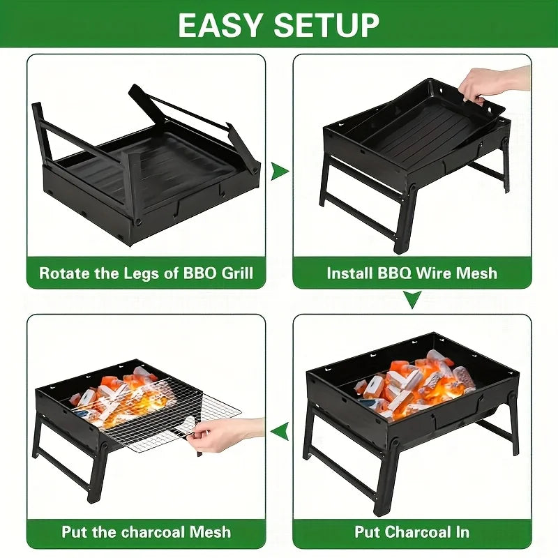 Folding Barbecue Grill Outdoor Portable Barbecue Grill Household Charcoal Wood-fired Barbecue for Outdoor Grilling Cooking