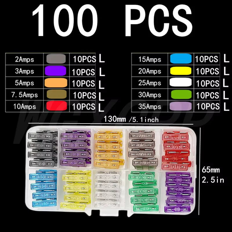 50-306 pcs car fuse combination kit, mini small medium, fuse blade type for marine, automotive,2A 3A 5A 10A 15A 20A 25A 30A 35A