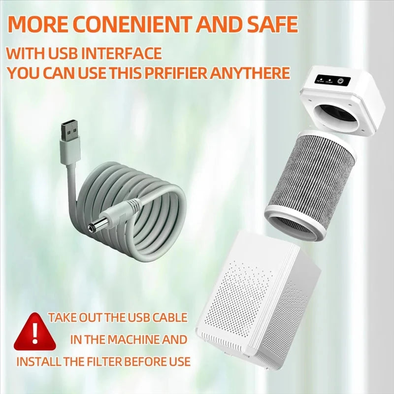 HOMEFISH Air Purifier USB Portable Air Purifier With Aromatherap Smoke Odor Filter With Replaceable Filter For Home Car Kitchen