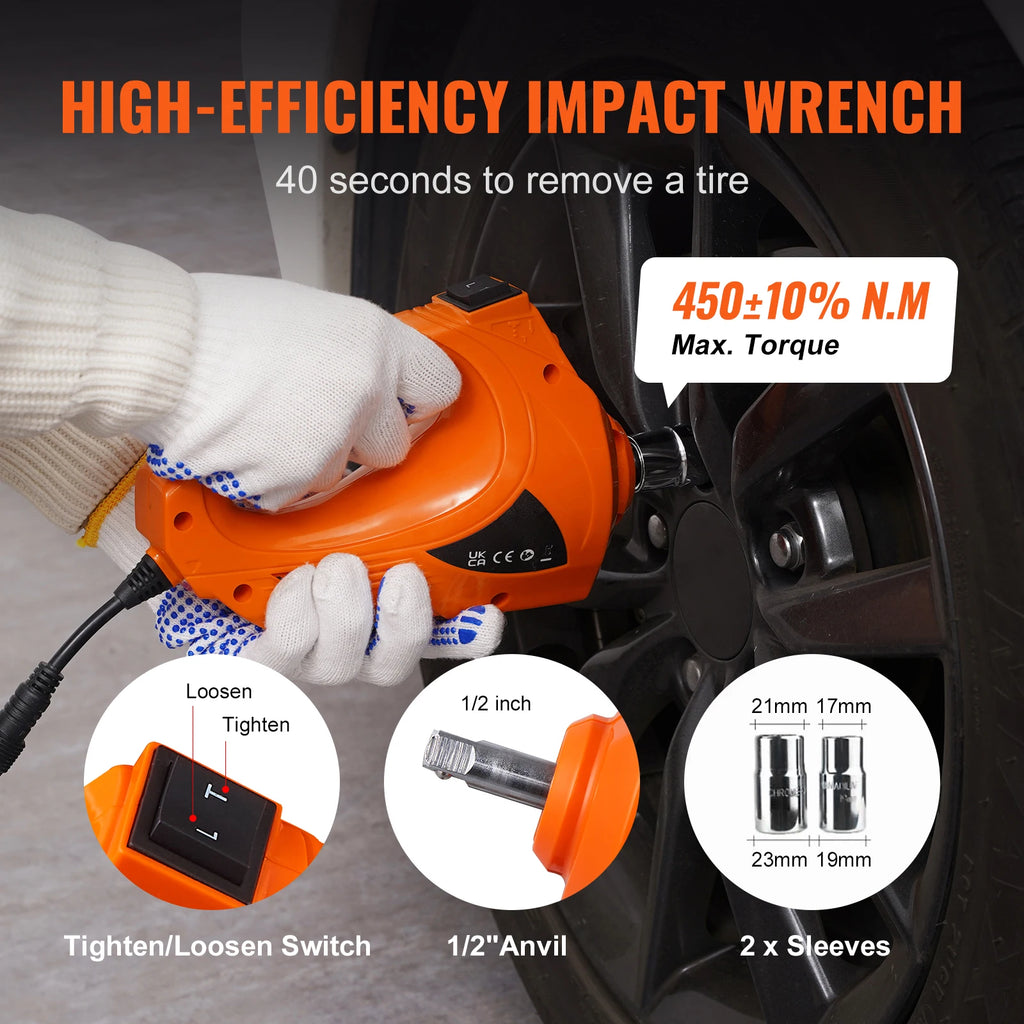 SucceBuy 5T Electric Car Jack Hydraulic Jack with Electric Impact Wrench Built-in Inflatable Pump.