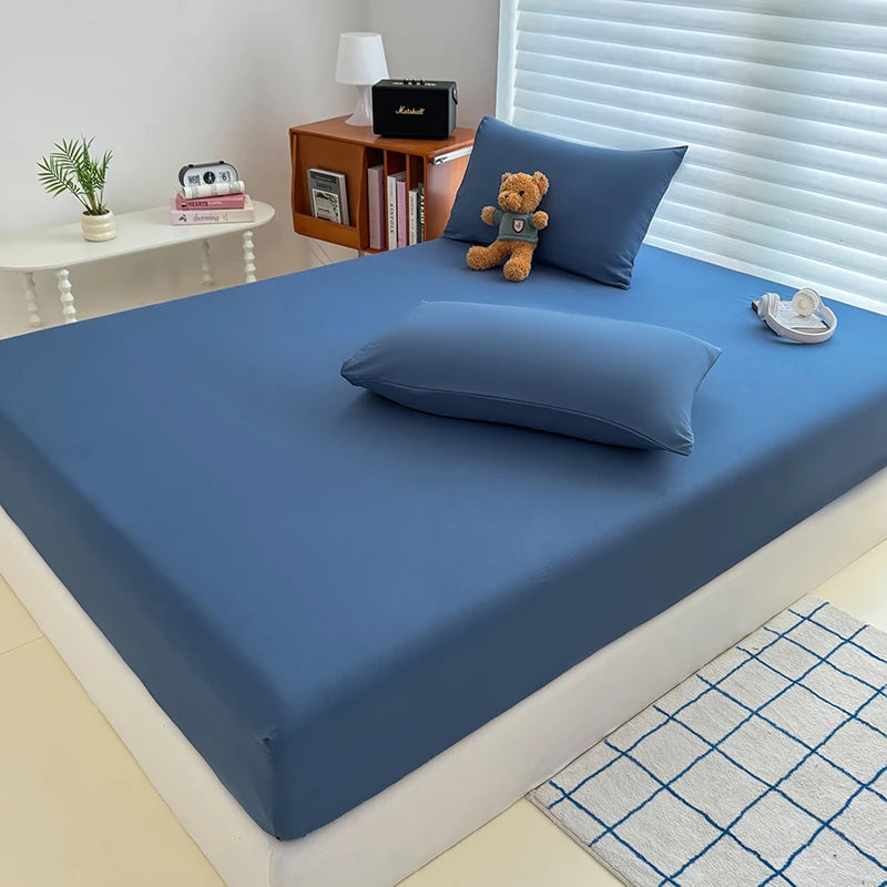 Washed Fitted Sheet with Elastic Bands Non Slip Adjustable Mattress Cover