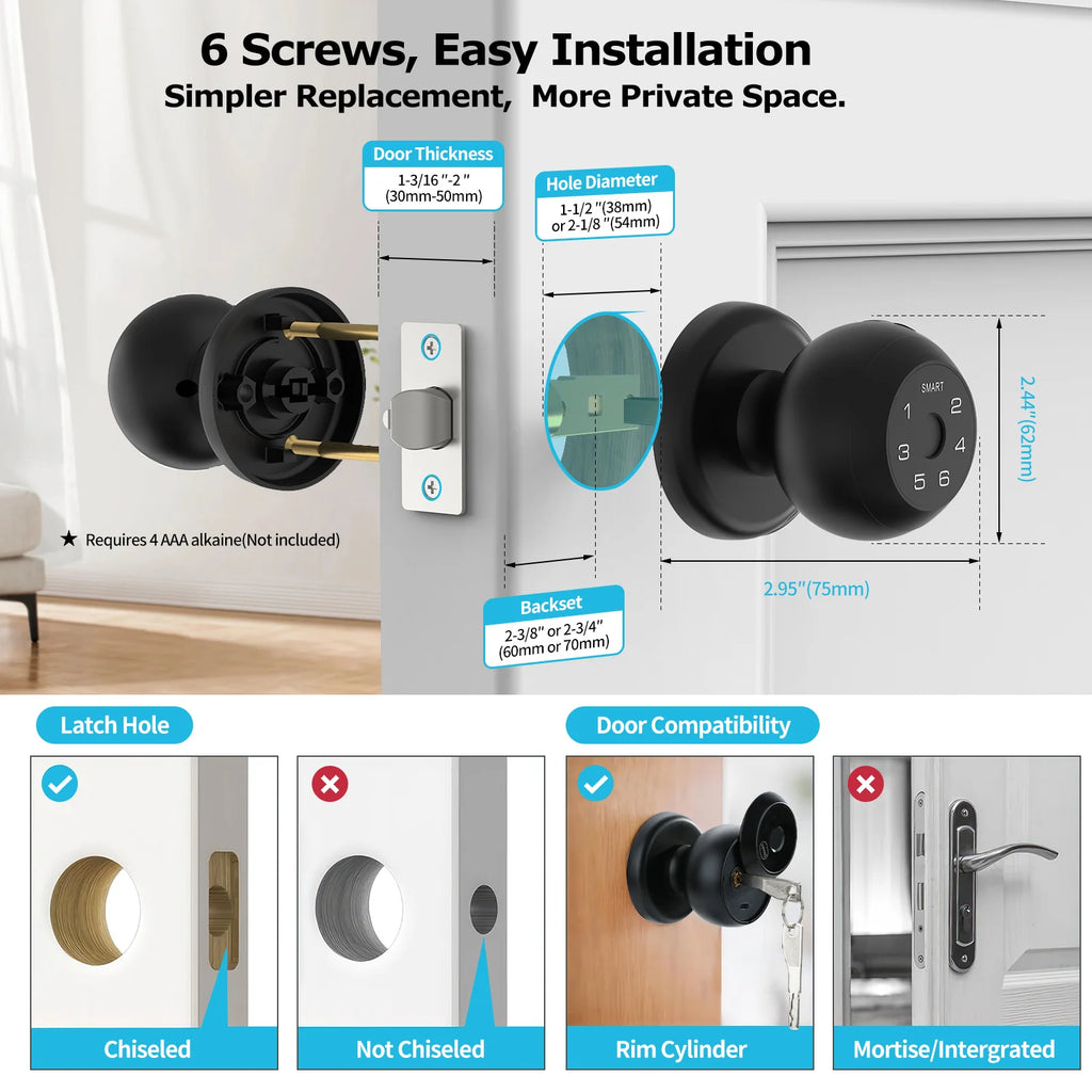 Viladepot Smart Lock Fingerprint, Passcode, App Control, Type-C