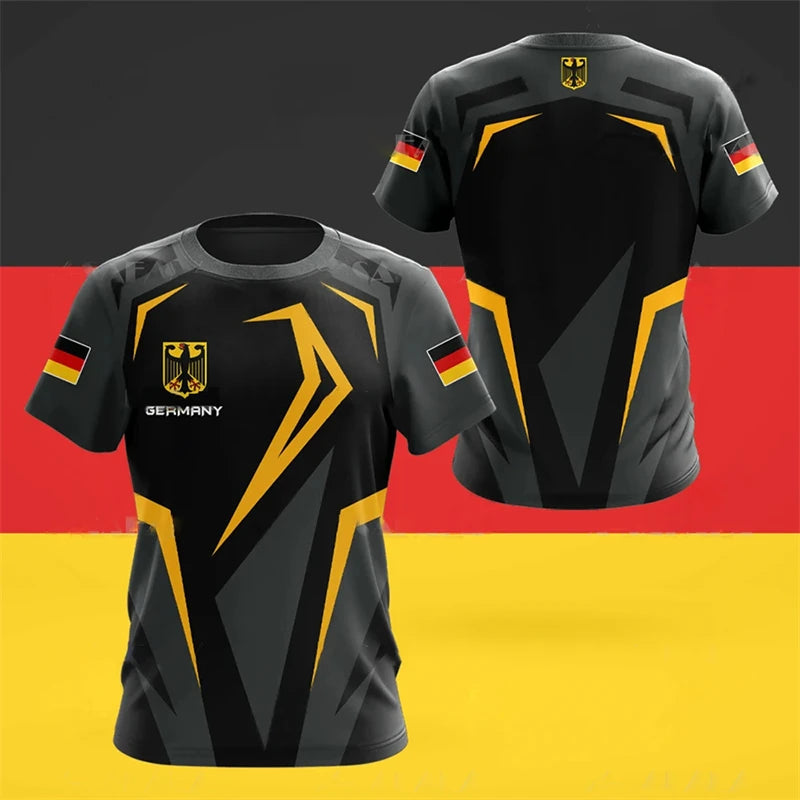 Germany National Flag Harajuku Graphic Men's T-shirts Summer Quick Dry Material Tops Fashion O-neck Oversized Short-sleeved Tees