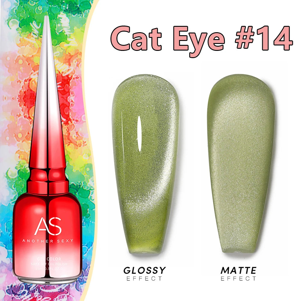 AS 15ml Cat Magnetic Gel Nail Polish Cat Eye Glitter