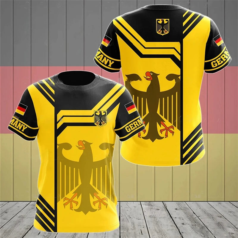 Germany National Flag Harajuku Graphic Men's T-shirts Summer Quick Dry Material Tops Fashion O-neck Oversized Short-sleeved Tees