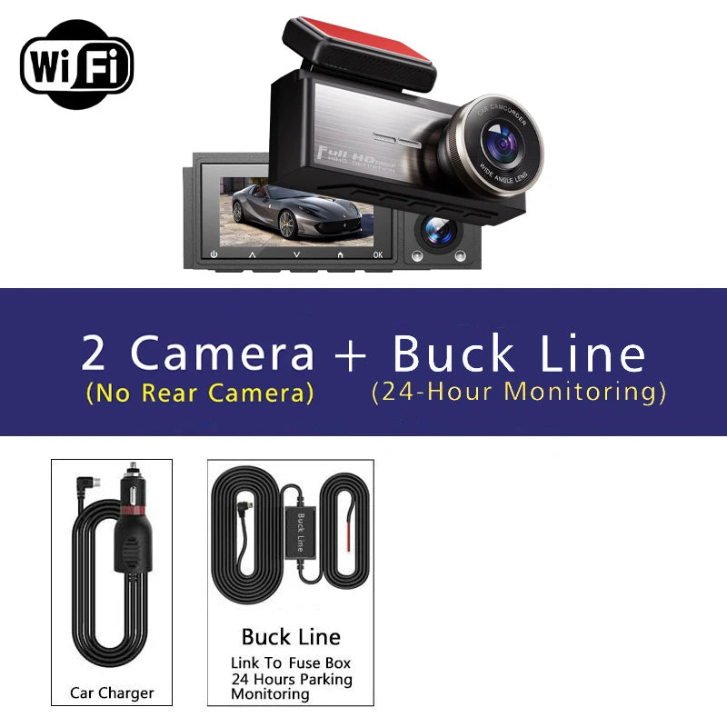 3 Channel Dash Cam HD 1080P Wifi Inside Vehicle Car DVR