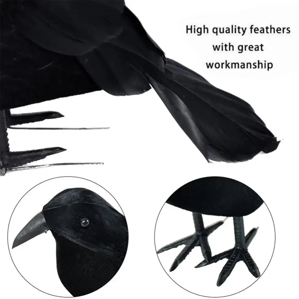 Black Crow Decoration Pest Repeller Realistic Halloween Prop