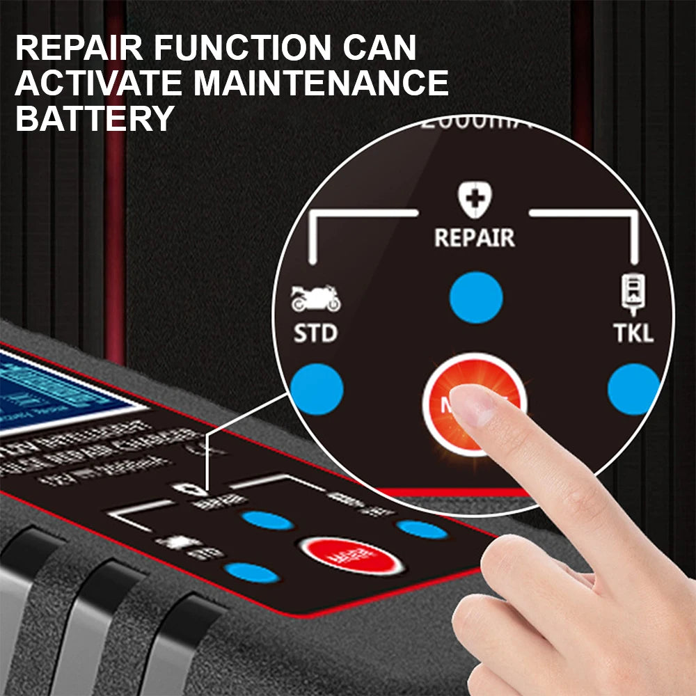 Car Automatic Float Charger Smart Battery Charger ASE Adapter Cable 6V 12V Switch Multiple Protections For Motorcycle Lawn Mower