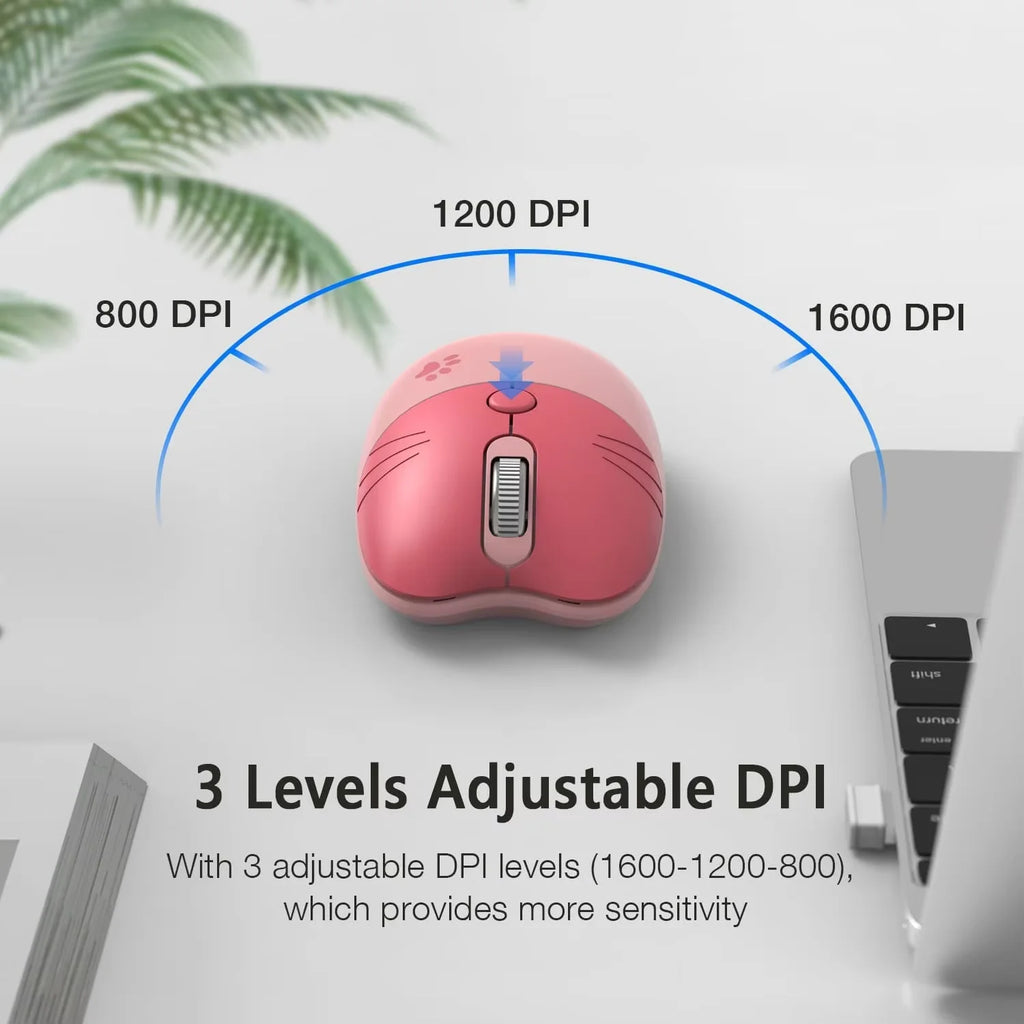 MOFii Cute Cat Wireless Mouse, 2.4G Plug & Play,