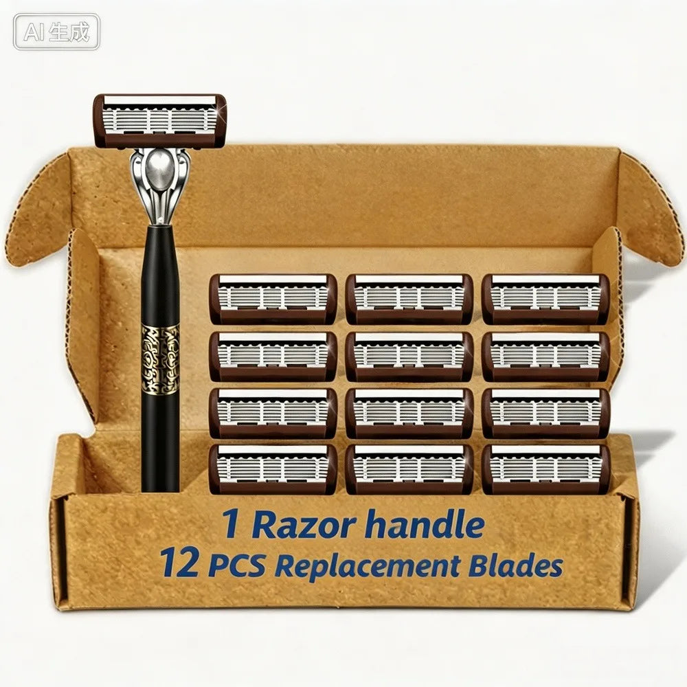 12PCS Razor Blade Refills, 8-Layer Blade Replacement Set