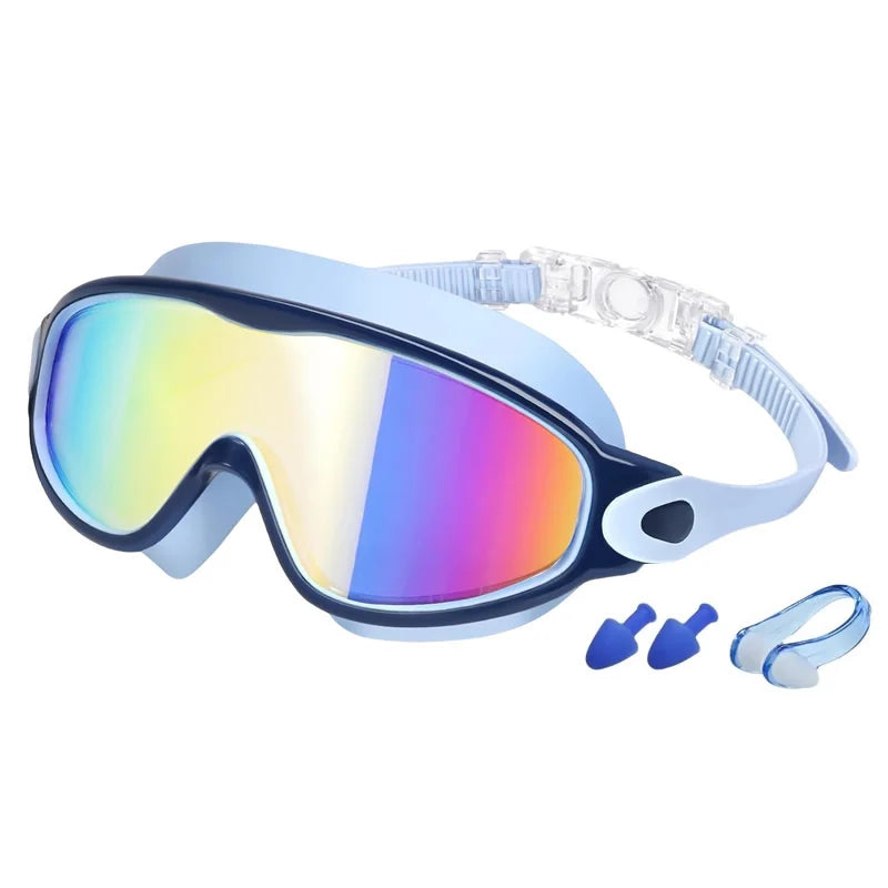 Colorful Kids Swim Goggles Wide Vision Anti-UV Anti-Fog