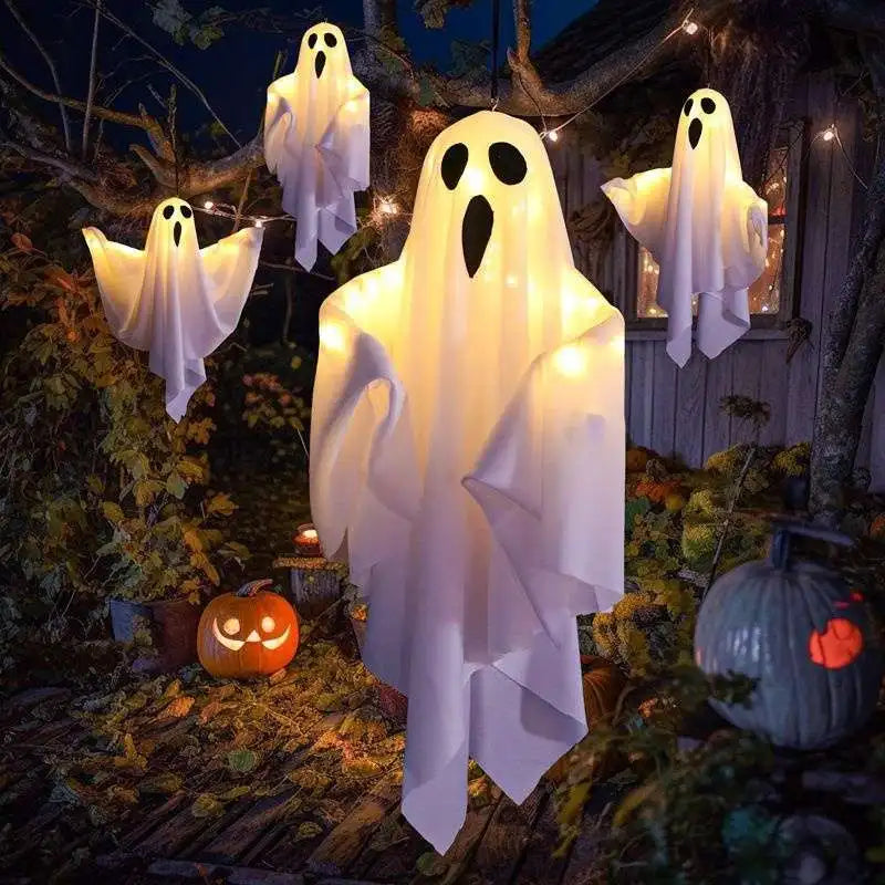 Halloween Glowing White Ghost LED Hanging Ghosts Horror Props