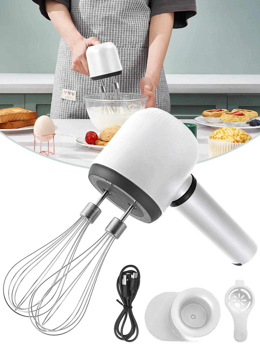 USB Rechargeable Electric Hand Blender Wireless Portable
