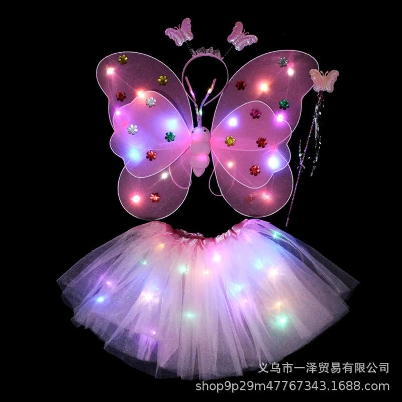 Luminous Butterfly Fairy Wings Flashing Butterfly Skirt Suit