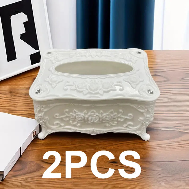 European Rose Tissue Box For Home, Kitchen, Living Room, Bedroom, Hotel, Restaurant, Napkin Extraction Box, Plastic Storage Box