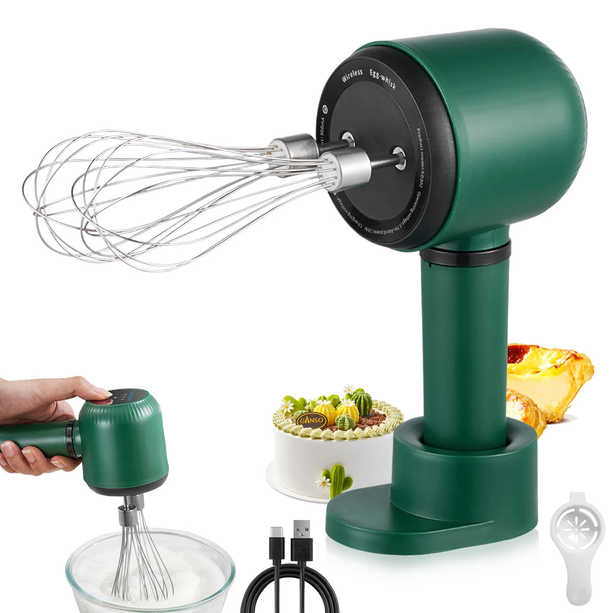 USB Rechargeable Electric Hand Blender Wireless Portable