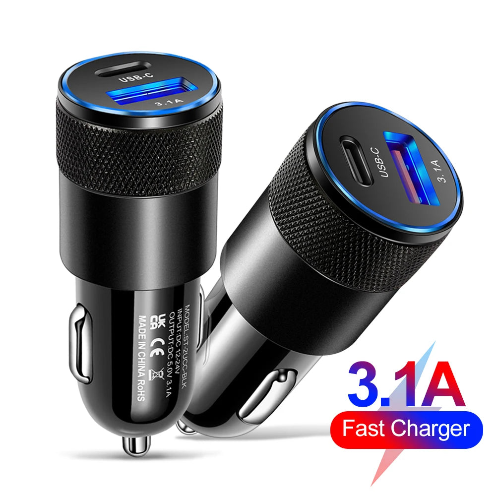 Dual Ports Fast Charging Mobile Phone Type-C Adapter PD 12W USB