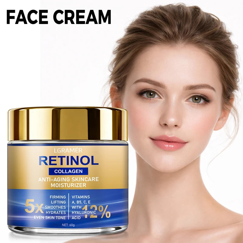 Retinol Face Cream Moisturizing Wrinkle Remover Collagen Hyaluronic Acid Creams 30g/60g Skin Care Cosmetic for Women&Men
