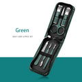 GreenStainlessSteel Nail Clippers Set-6-18 Nail Care Sets with Leather Storage Box-Professional Foot and Face Care Tool Set
