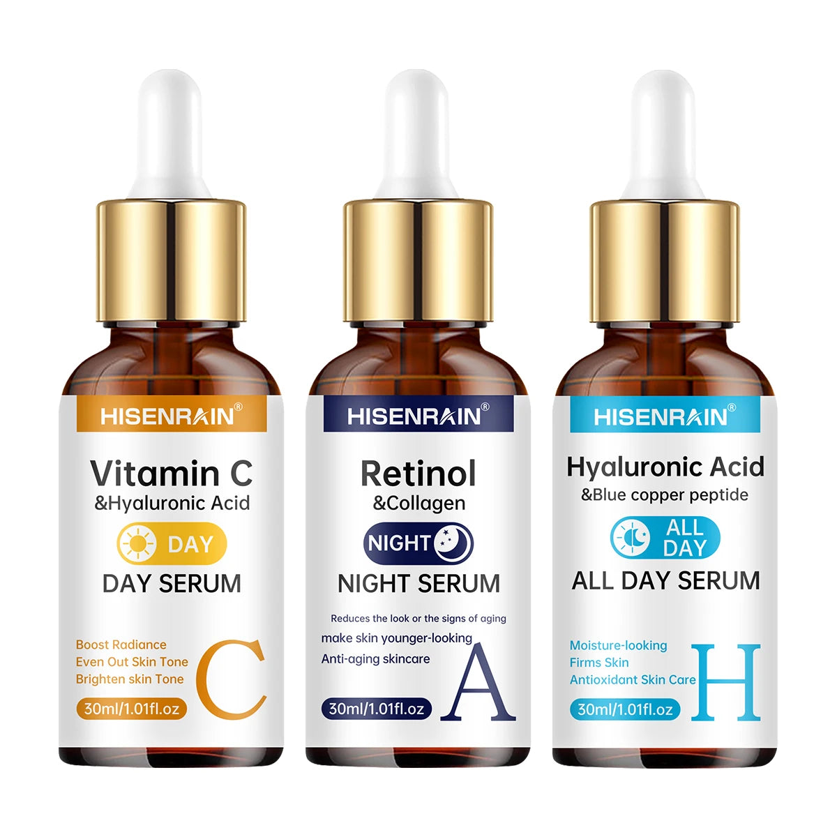 HISENRAIN Vitamin C + Retinol + Hyaluronic Acid Serum Duo