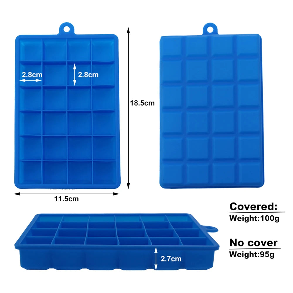 With Lid / No Lid 24-Hole Silicone Ice Tray Square Box Auxiliary