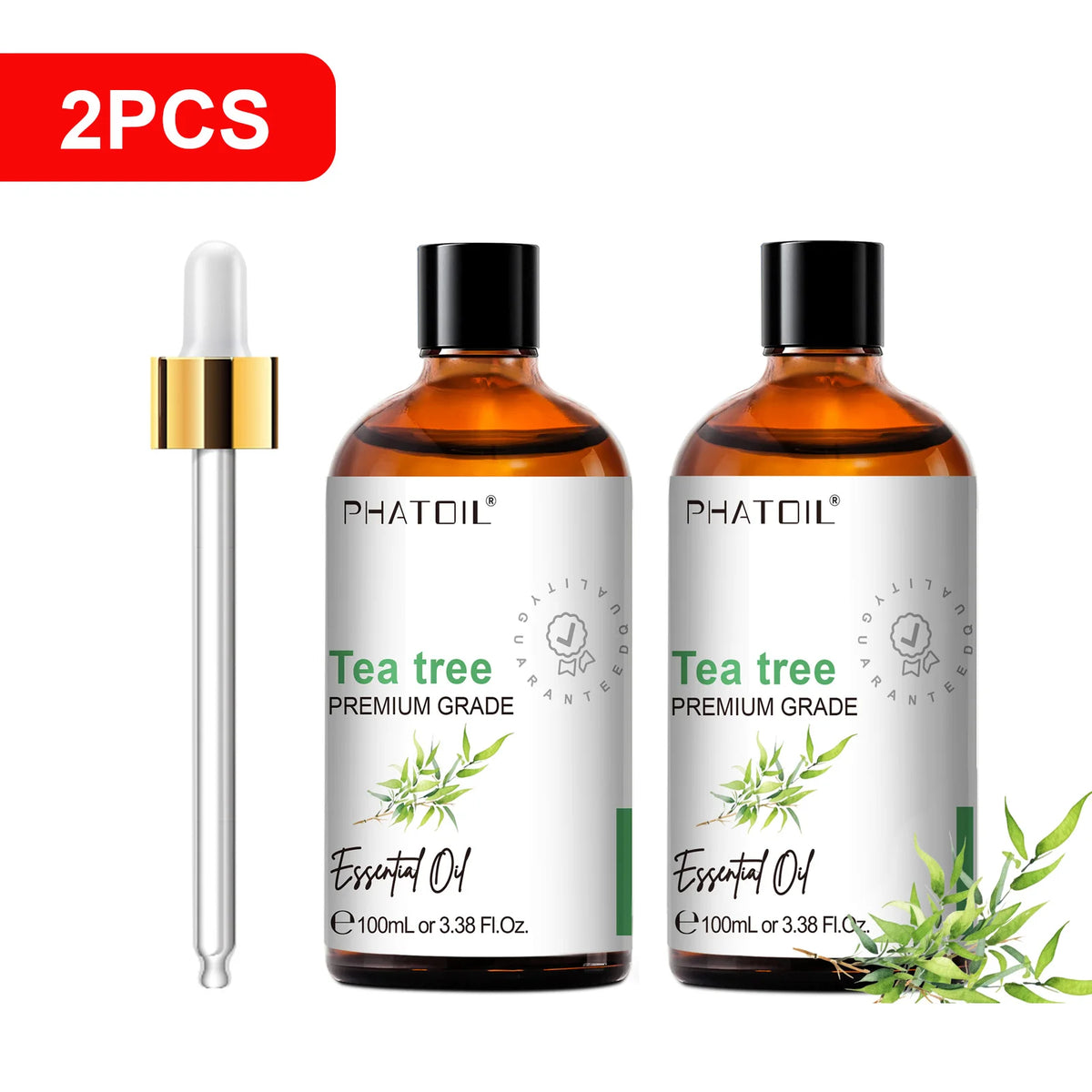 PHATOIL 100ml(3.38 fl.Oz) Eucalyptus Peppermint Tea tree Vanilla Bergamot Aromatherapy Essential Oil For Diffuser,Candle Making