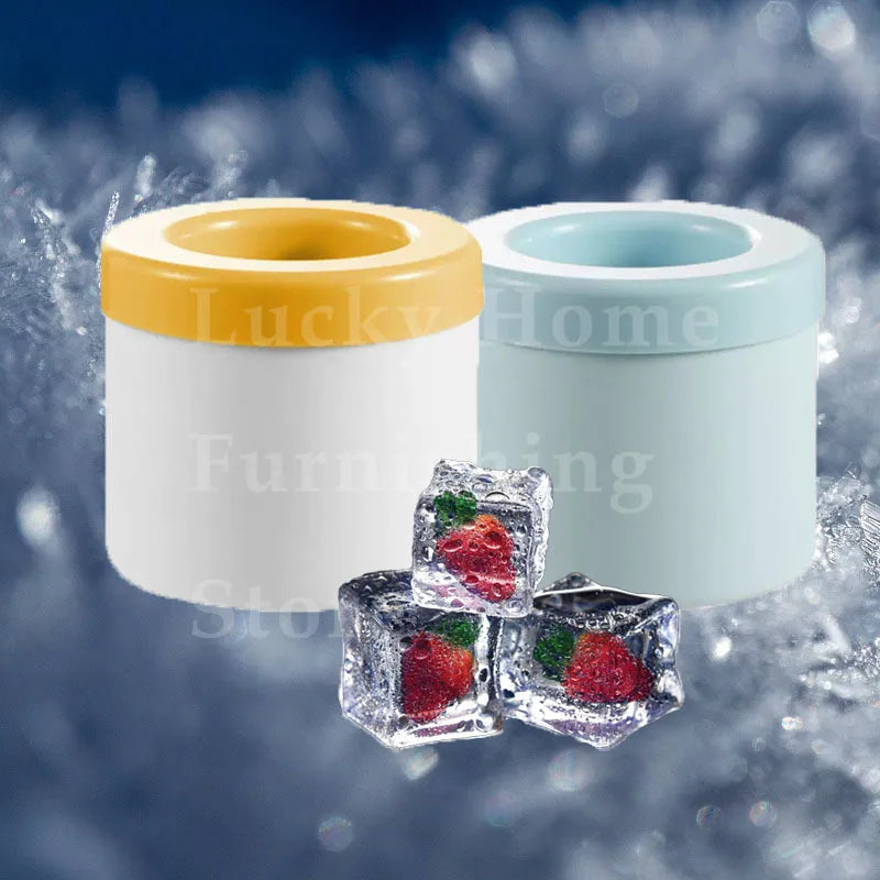 2-in-1 2/1pcs Ice Bucket & Maker, Round Silicone Mold with Quick Freeze Tray