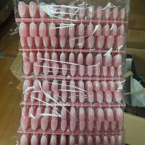 120Pcs Glossy Medium Coffin Press On Nails Pink Gradient French Fake Nails Acrylic Full Cover Ballerina False Nails For Women