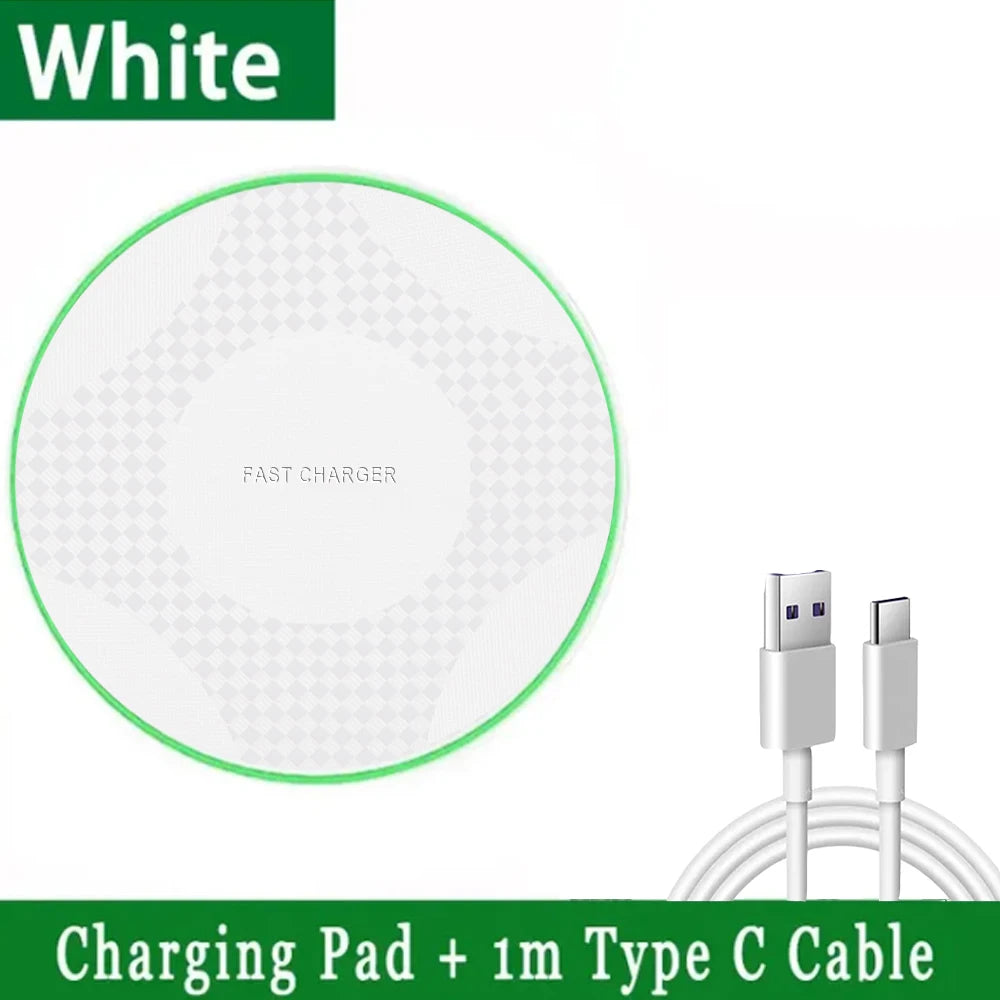 15W Wireless Charger Pad Type C Portable Induction Fast Charging Pad for iPhone 17,16,15,14,13 Xiaomi