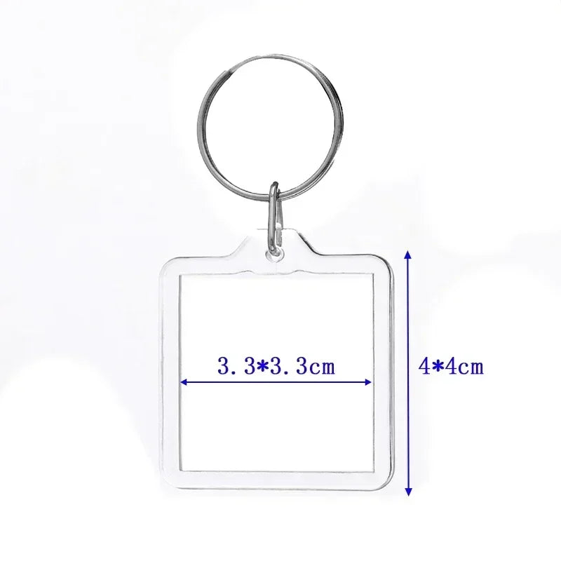 5/100pcs DIY Acrylic Transparent Blank Inlaid Photo Keychains