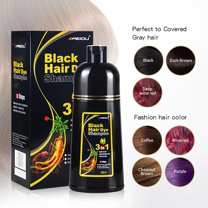 7 Colors 3 In 1 Quick Hair Dye Shampoo Instant Coloring Shampoo Gray White Cover Natural Plant Fast Dye Long Lasting Dye Shampoo