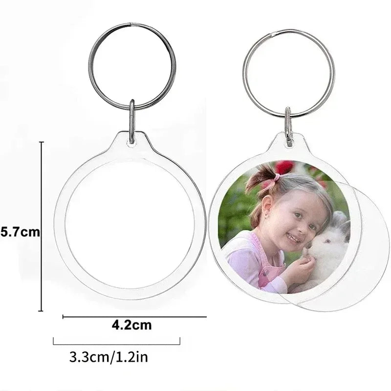 50/1pcs Blank Photo Frame Keychain Clear Acrylic Keyring Insert Photo