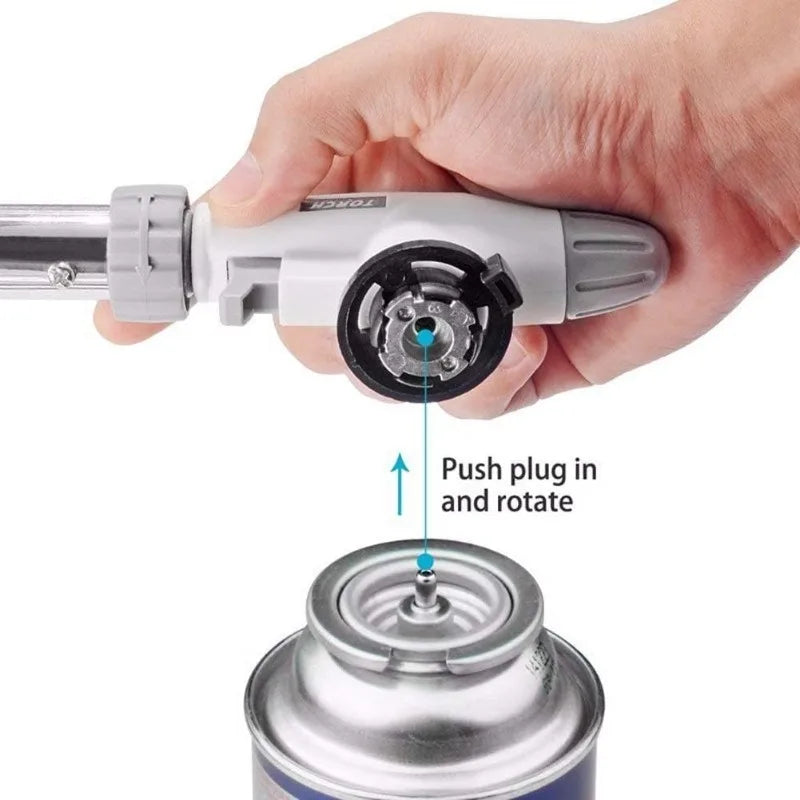 Butane Gas Torch Head for Camping BBQ Baking Welding - Metal Flame Gun Fire Maker Lighter Outdoor Cooking（Gas Not Included）