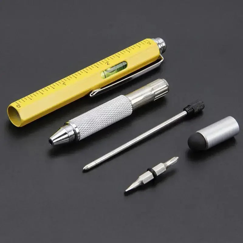 7 In1 Multifunction Ballpoint Pen with Modern Handheld Tool Measure Technical Ruler Screen Stylus Screwdriver Touch Spirit Level