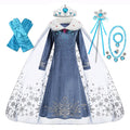 Elsa Princess Dress for Girls Birthday Party Carnival Costume Kids Cosplay Snow Queen Evening Long Sleeve 2026 Winter Clothes