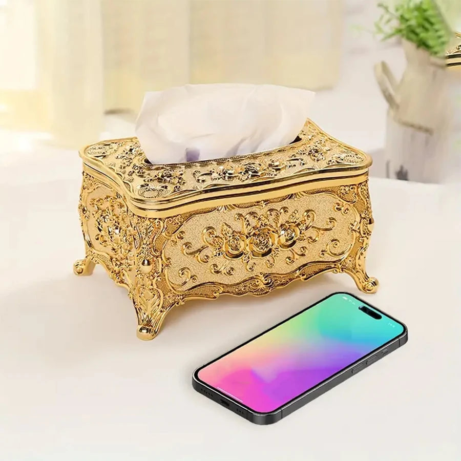 European Rose Tissue Box For Home, Kitchen, Living Room, Bedroom, Hotel, Restaurant, Napkin Extraction Box, Plastic Storage Box