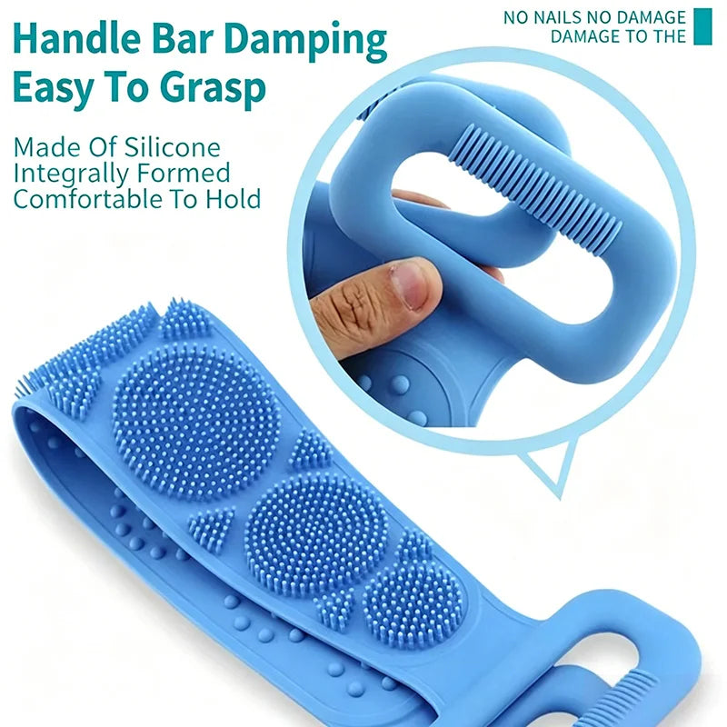 Dual-Sided Silicone Exfoliating Bath Body Scrubber Universal Men Women Back Scrubbing Mud Bathing Towel Cleaning Skin Care Tool