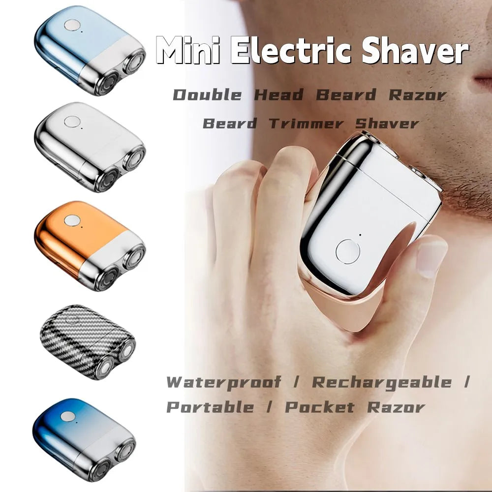 Mini Electric Shaver Men's Portable Beard Trimmer Shaver IPX7 Waterproof Pocket Razor