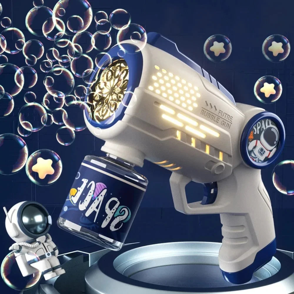 Automatic Bubbles Gun Astronaut Electric Soap Bubble Machine with Light Beach Outdoor Game Toys for Children Kids Birthday Gifts