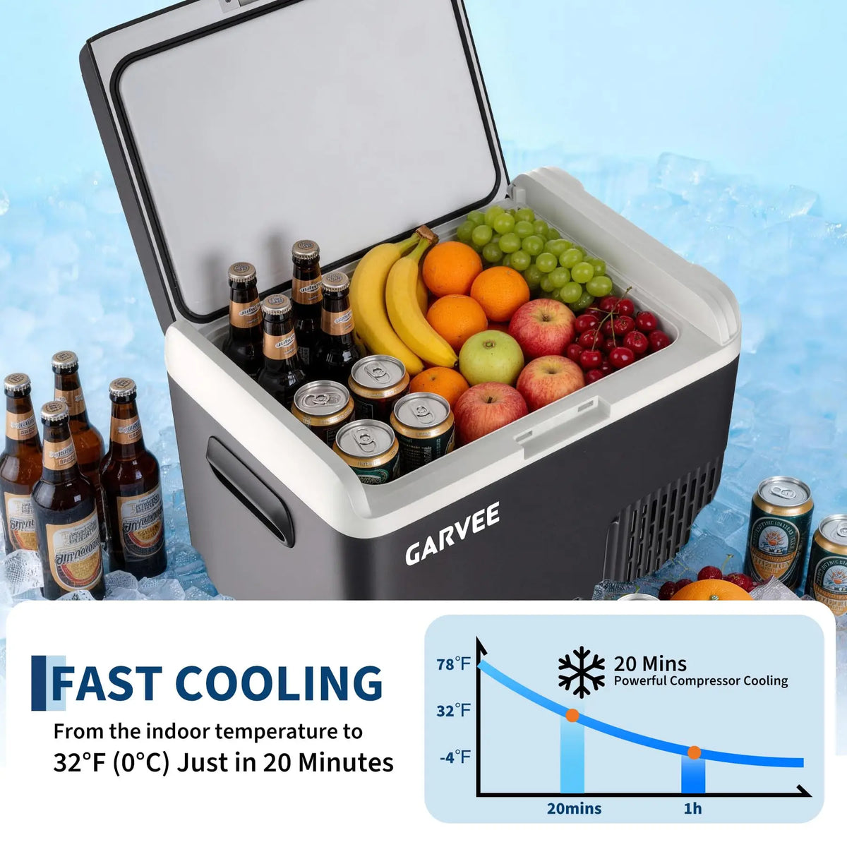19QT 12V Portable Fridge Compressor Cooler Car, Truck Camping Road Trip