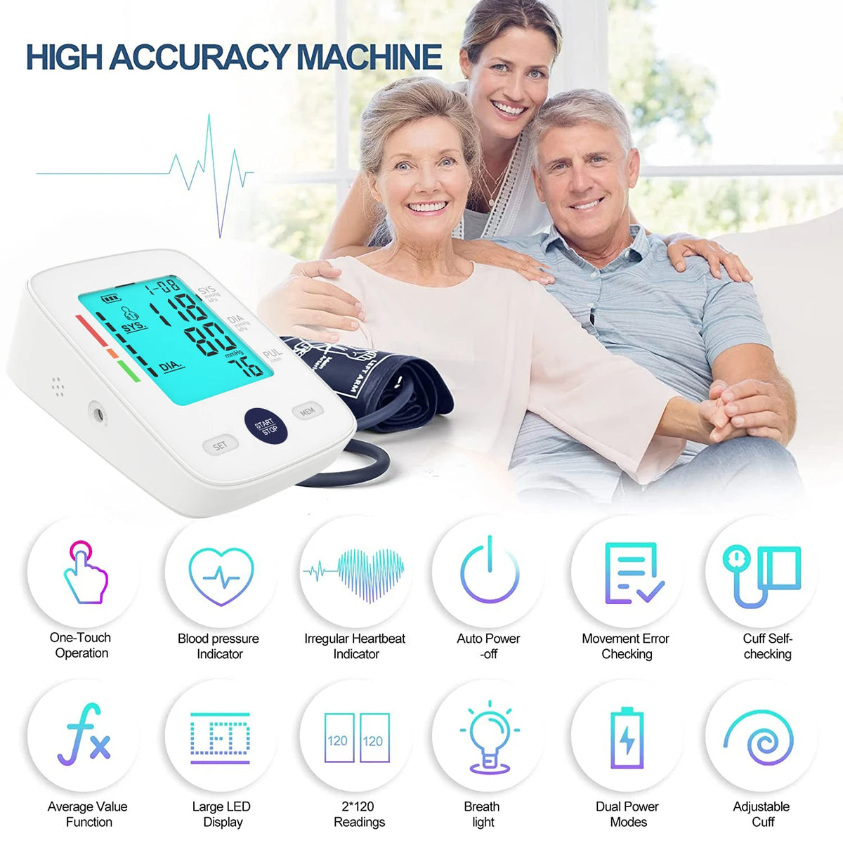 Kingclinic Portable 240 Sets Memories Sphygmomanometer