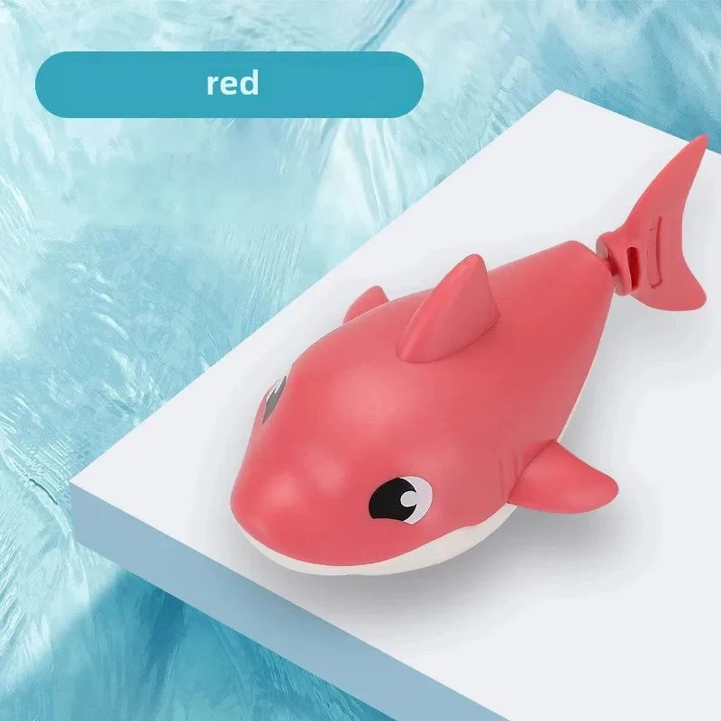 Baby Summer Cartoon Shark Water Play Toy with Wind Up Chain Outdoor Beach Swimming Clockwork Toys Baby Bathroom Toy for Children