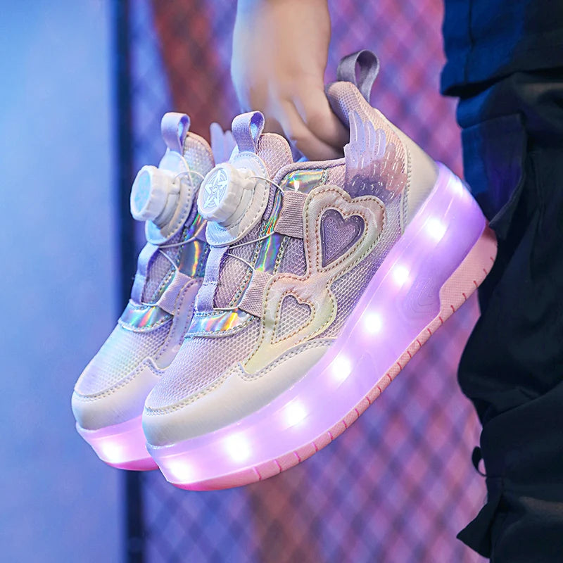 2 Wheels Children's Led Light Roller Skate Shoes Outdoor