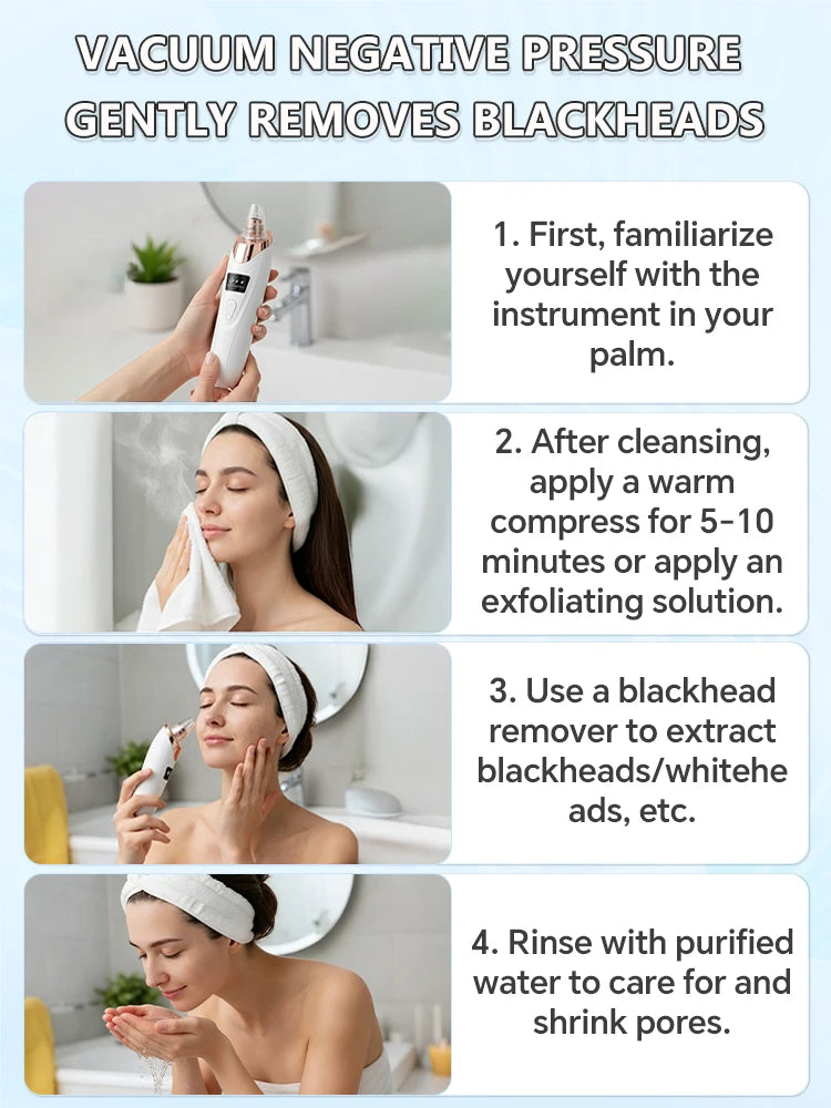 Facial Skin Care Pore Removal Cleanser Vacuum Black Spots Removal For Deep Facial Pores 5 Suction Power Blackhead Remover Pore